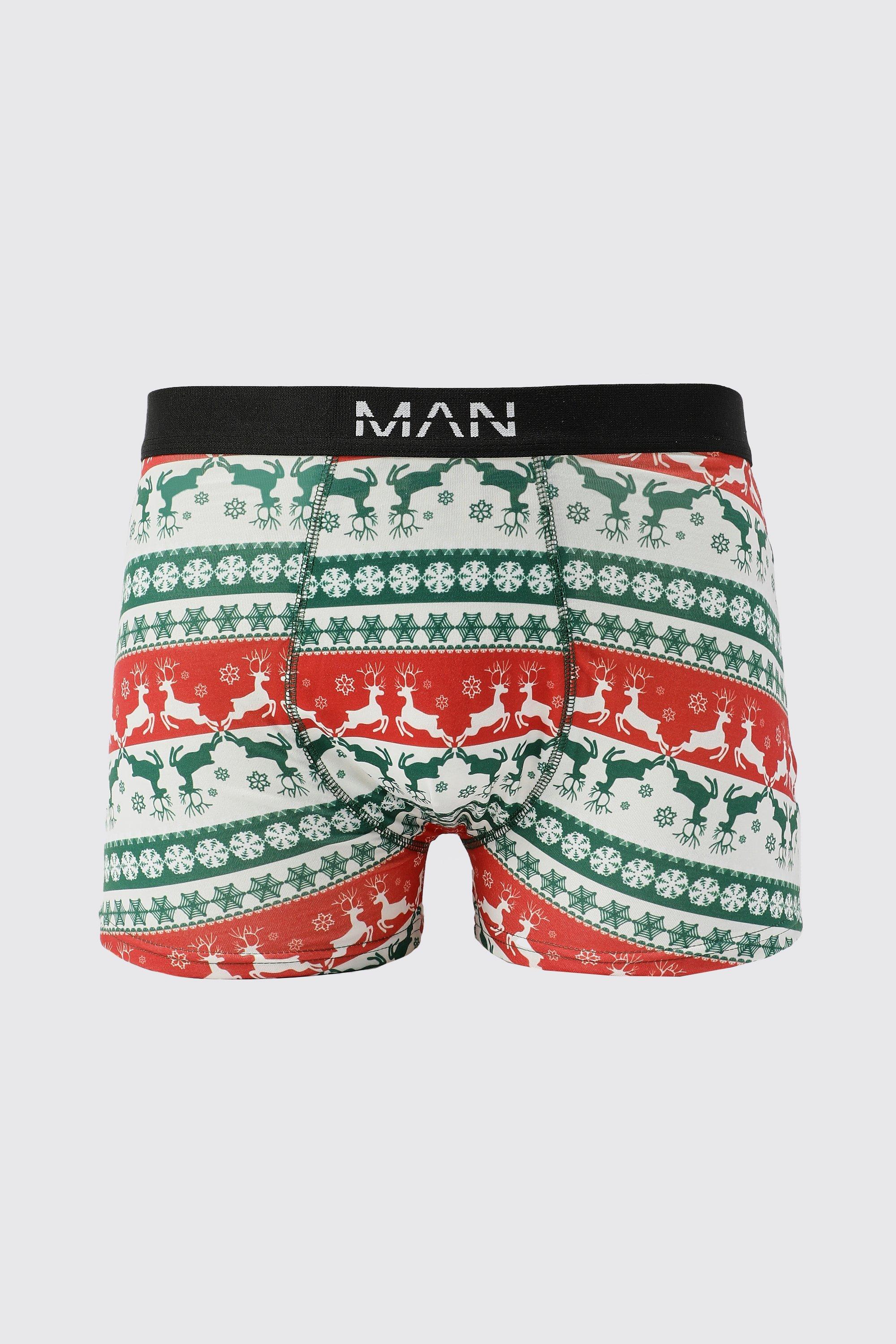 Men's Christmas Fairisle Print Boxers