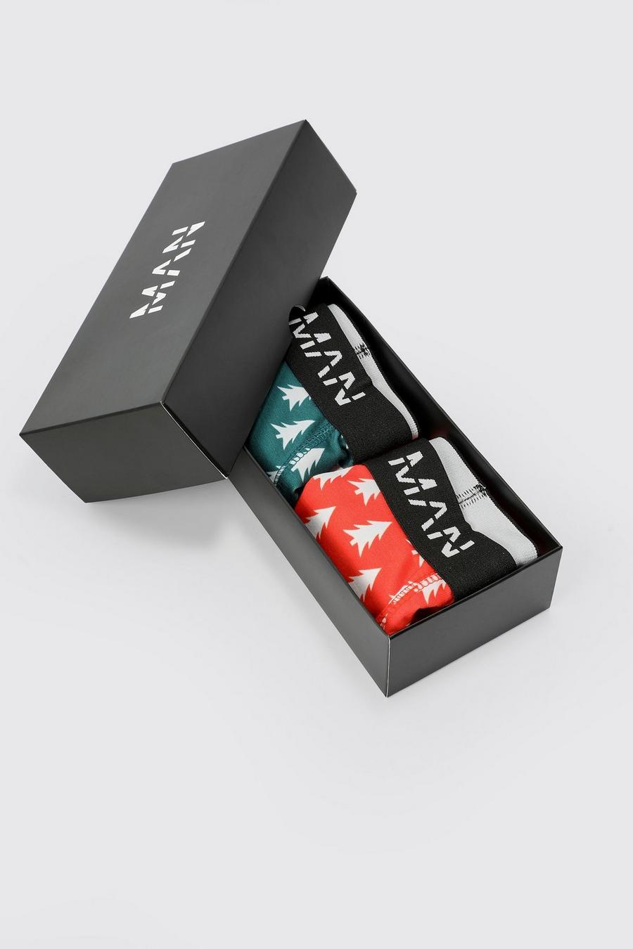 Multi 2 Pack Christmas Boxers In Giftbox image number 1
