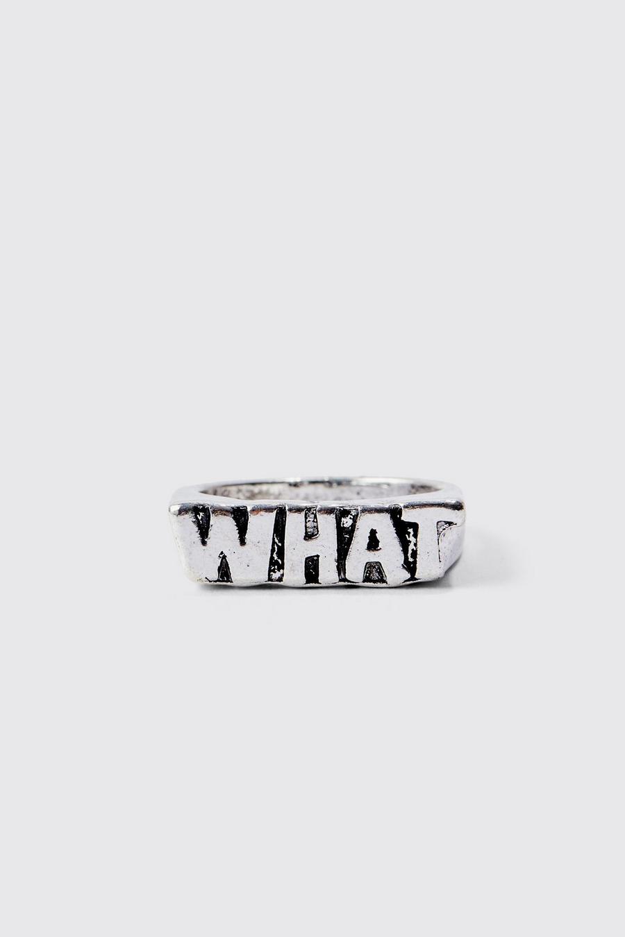 Silver What Slogan Ring 