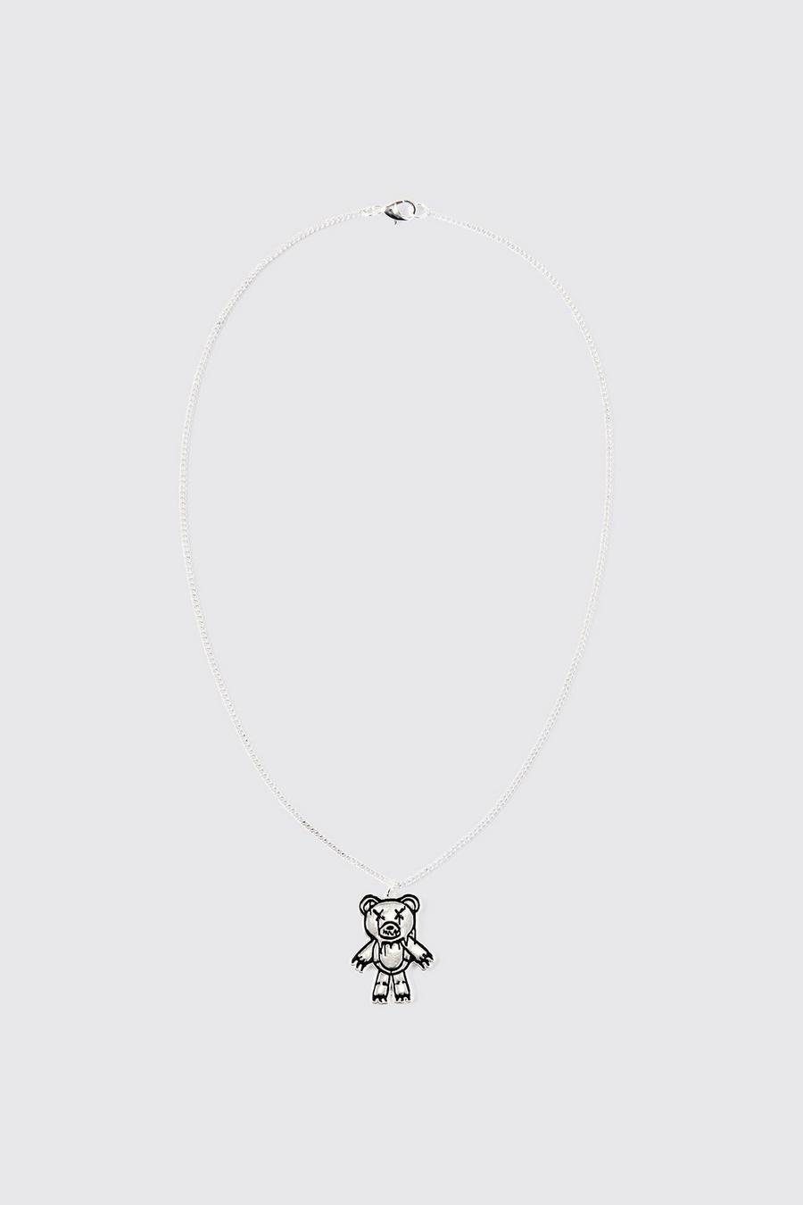 Silver Bear Pendant Necklace 