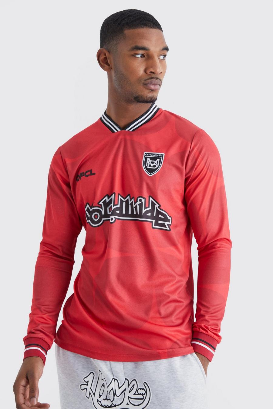 Tall langärmliges Wordwide Football Hemd, Red image number 1