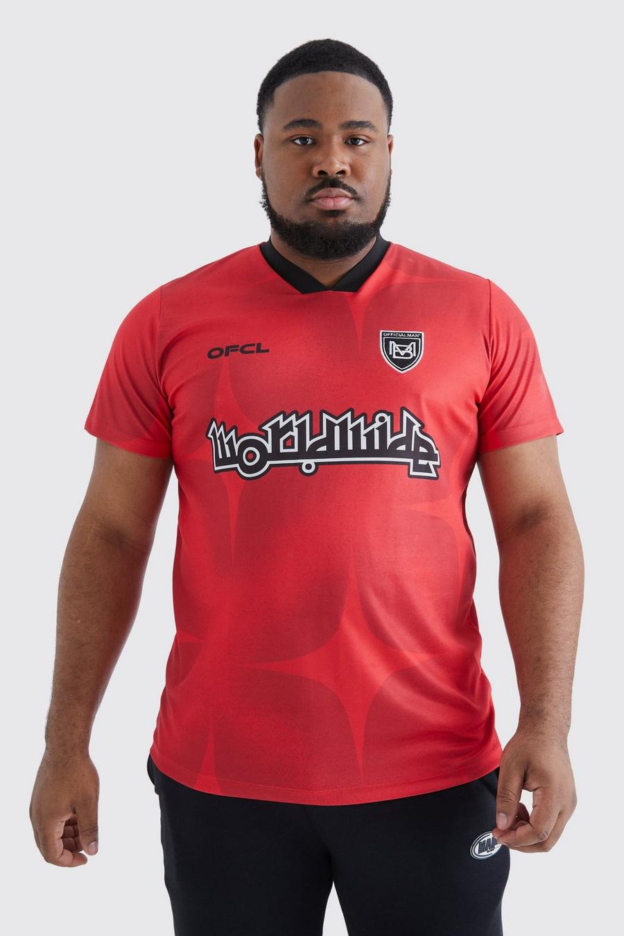 Grande taille - Maillot de football à manches courtes, Red