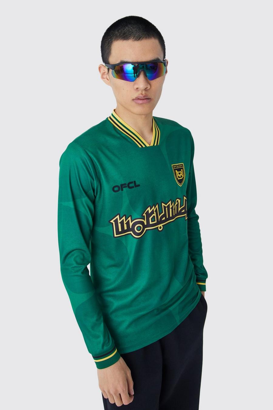 Green vert Worldwide Voetbal Overhemd Met Lange Mouwen