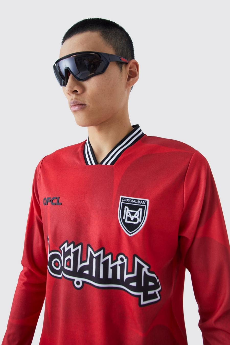 Red Worldwide Voetbal Overhemd Met Lange Mouwen image number 1