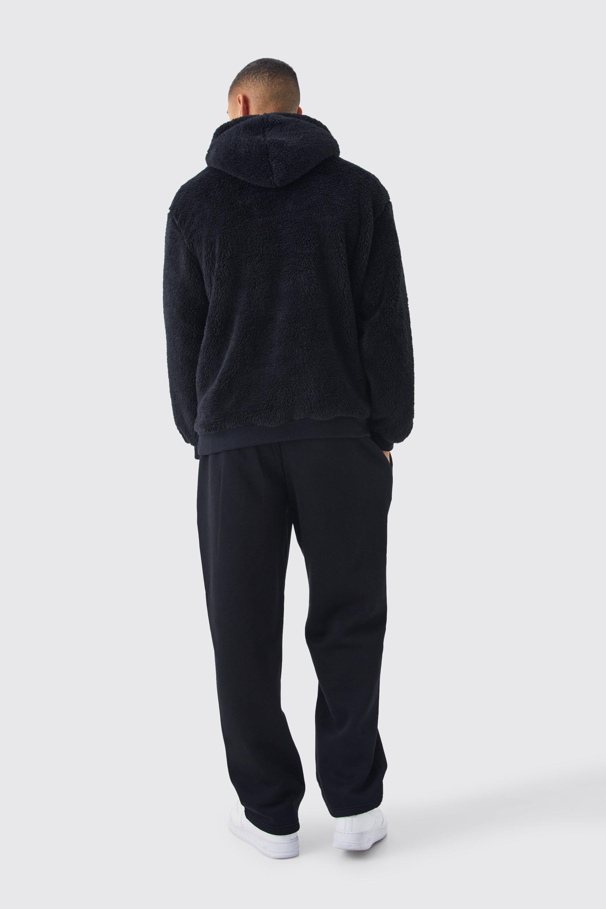 Oversized Half Zip Neck Borg Hoodie