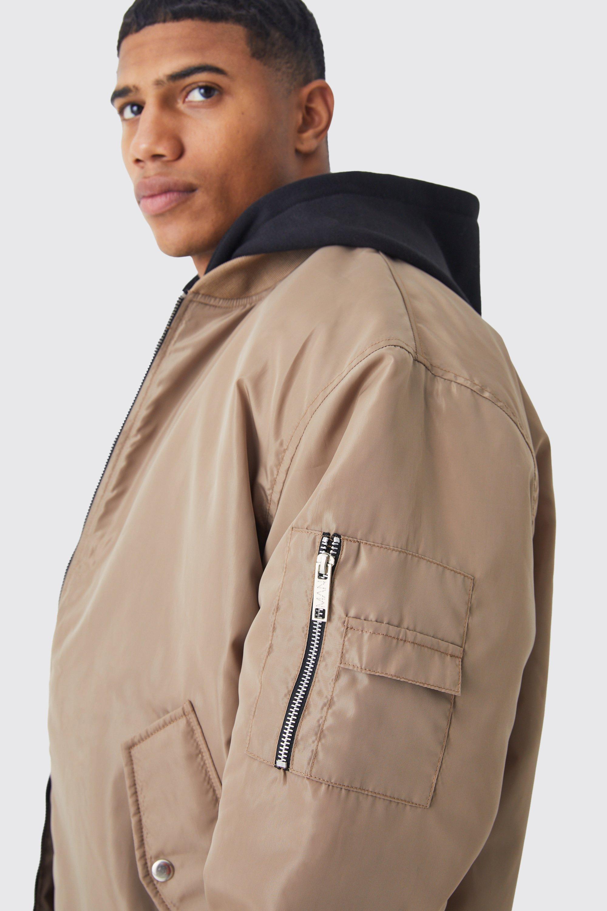 Oversized Ma1 Bomber With Jersey Hood