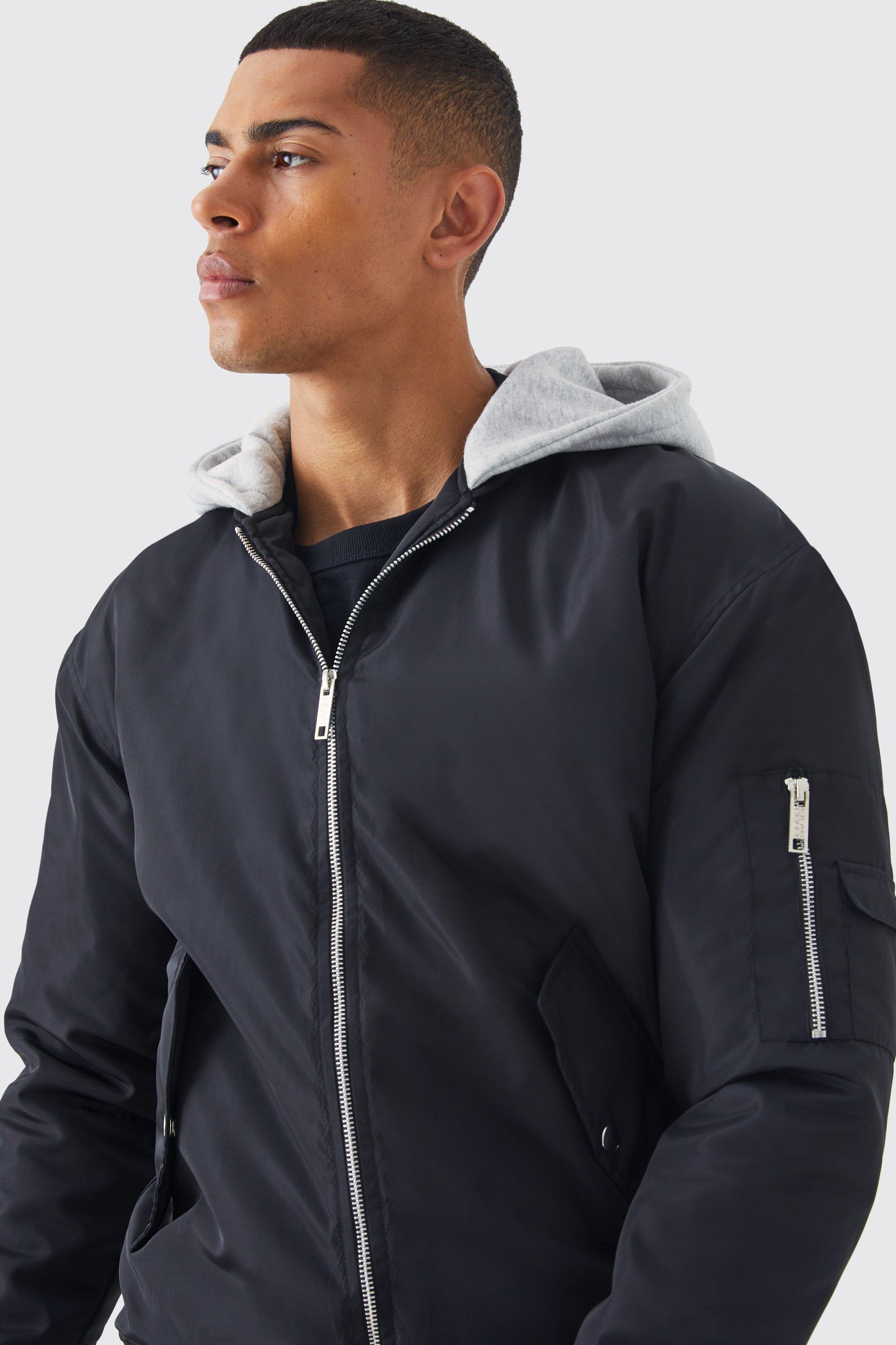 Black bomber with hood sale