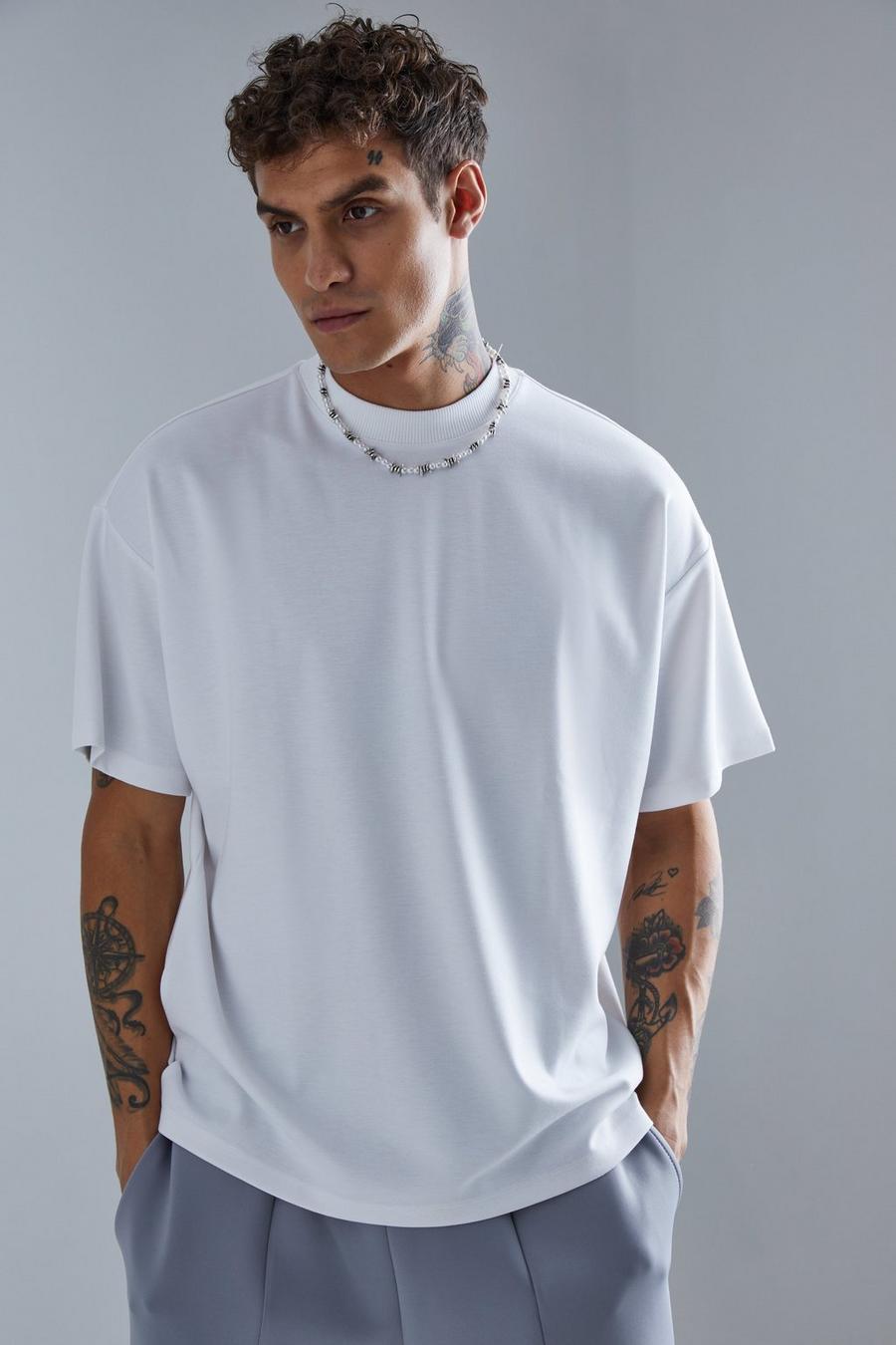 White Premium Oversize t-shirt i tjockt tyg image number 1