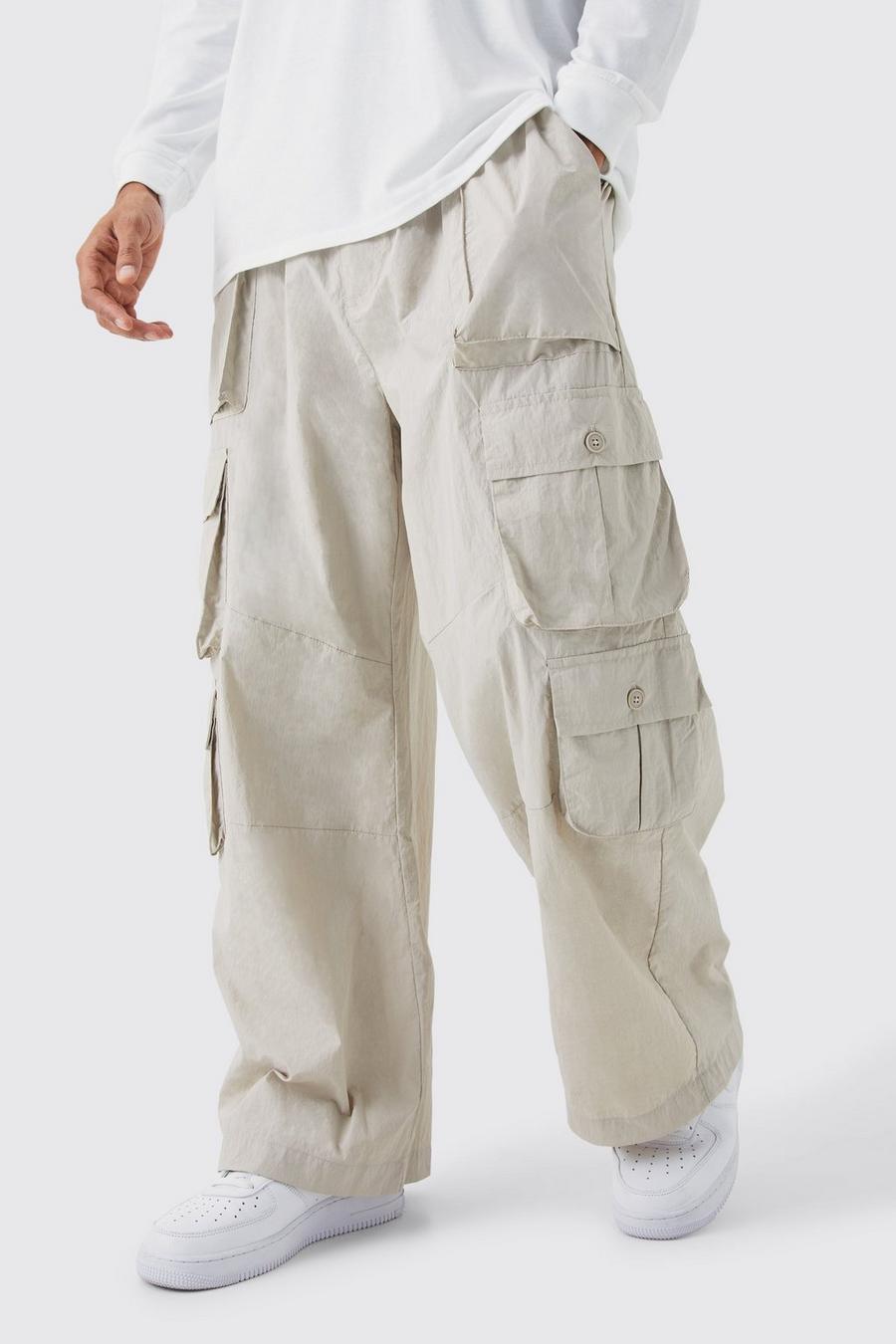 Stone beige Parachute Multi Cargo Pocket Trouser
