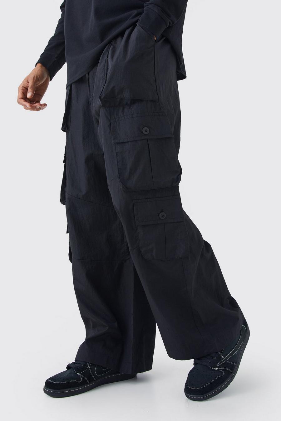 Pantalon cargo à poches multiples, Black image number 1