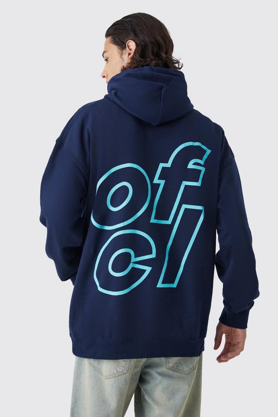 Blue Oversized Ofcl Graphic Hoodie
