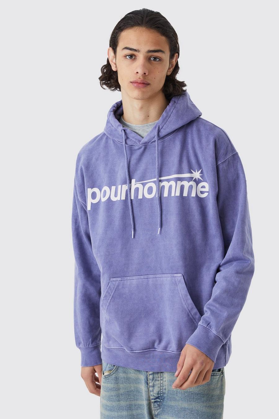 Purple viola Oversized Pour Homme Graphic Hoodie