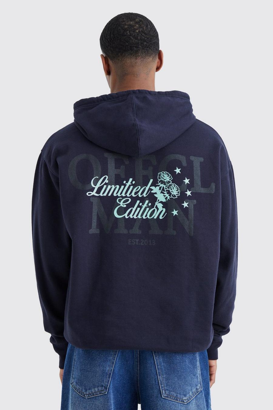 Navy Oversized Offcl Graphic Hoodie image number 1