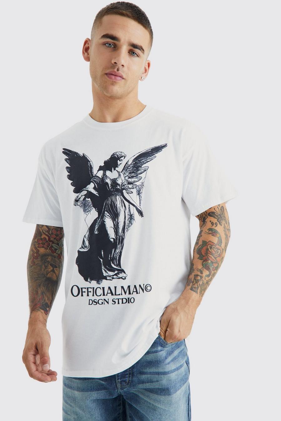 White Oversized Renaissance Graphic T-shirt image number 1
