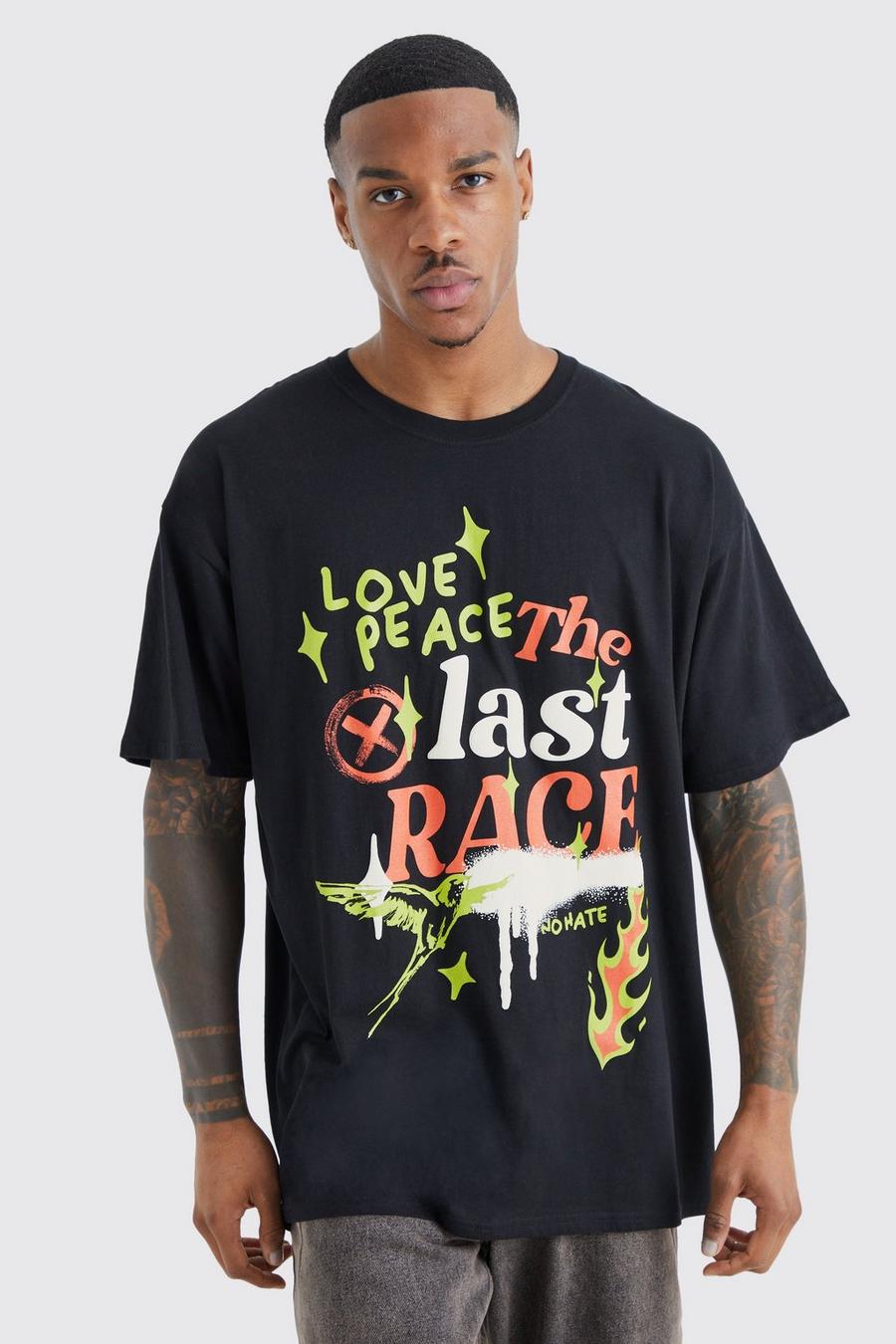 Black negro Oversized Puff Print Graphic T-shirt