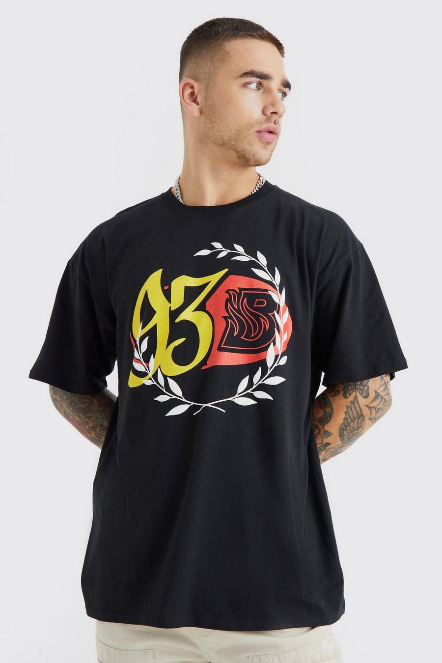 Black negro Oversized Moto Graphic T-shirt