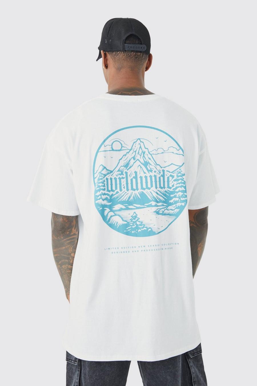 White Oversized Worldwide Scenic Graphic T-shirt