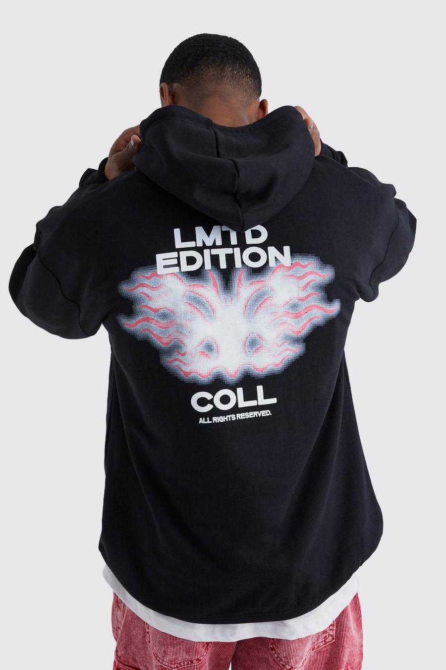 Black Oversized Limited Edition Graphic Hoodie image number 1