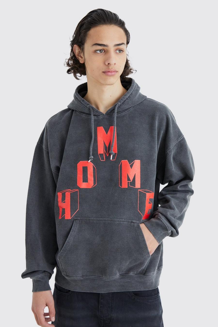 Oversize Hoodie mit Homme-Waschung, Grey image number 1