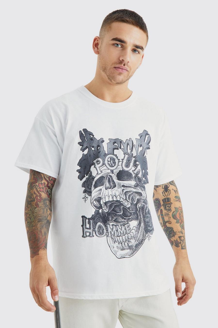 White blanco Oversized Pour Homme Graphic T-shirt