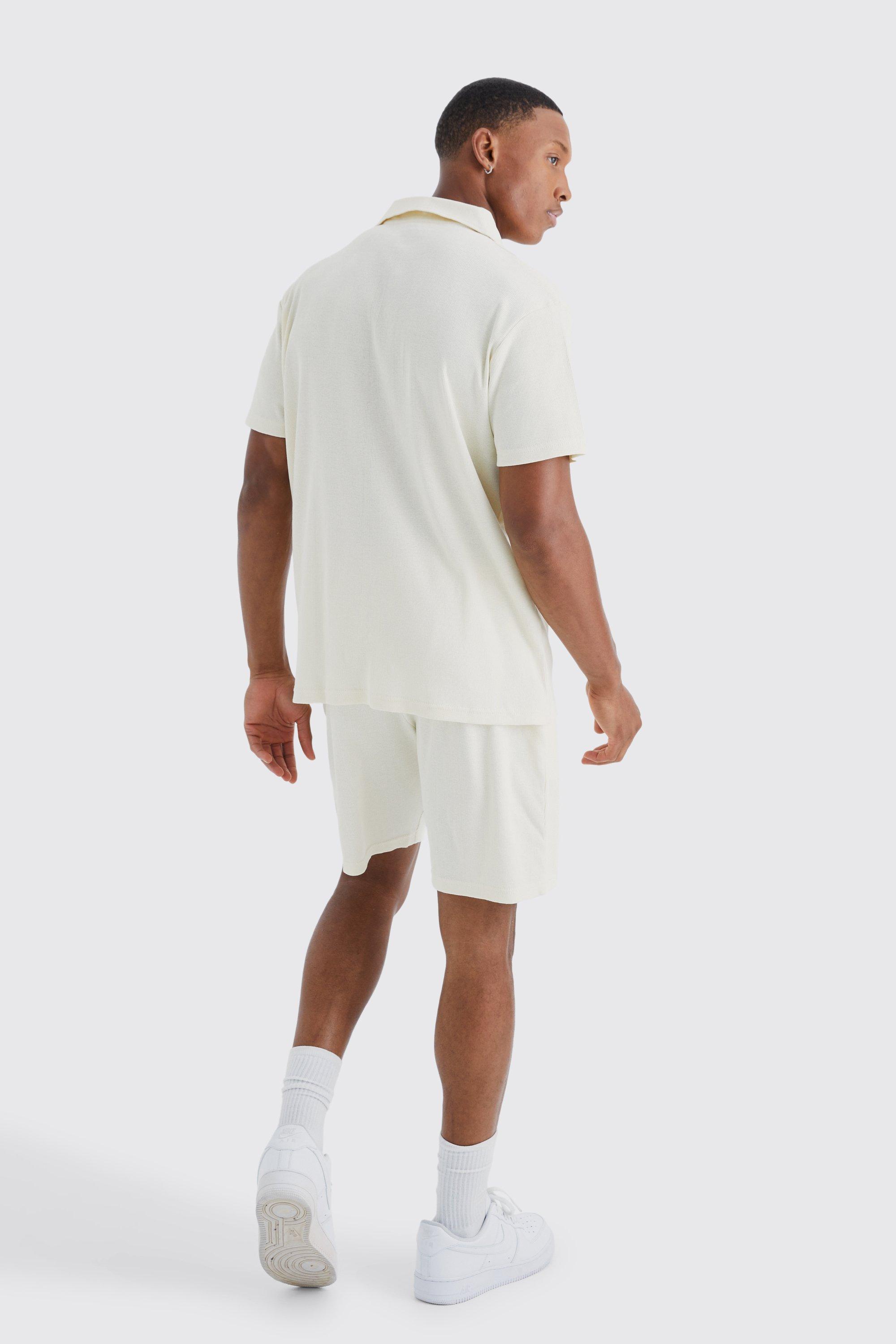 Ensemble short et chemise côtelé