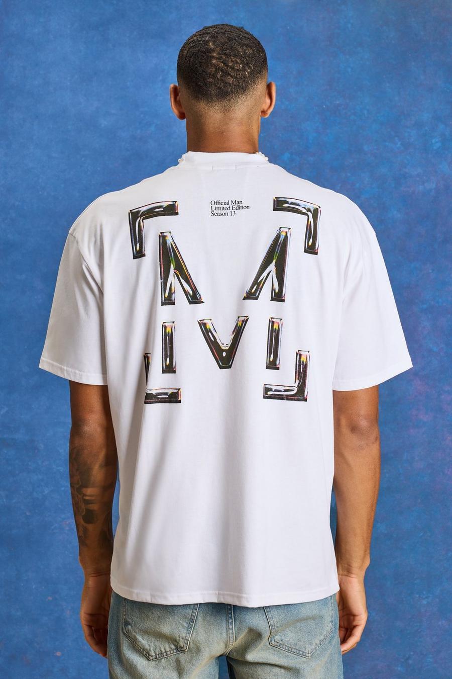White Tall Oversized Boxy 'M' Graphic T-shirt