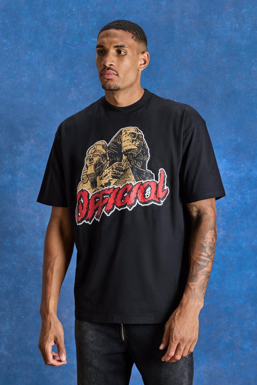 Black Tall Oversized Heavyweight Official Graphic T-shirt 