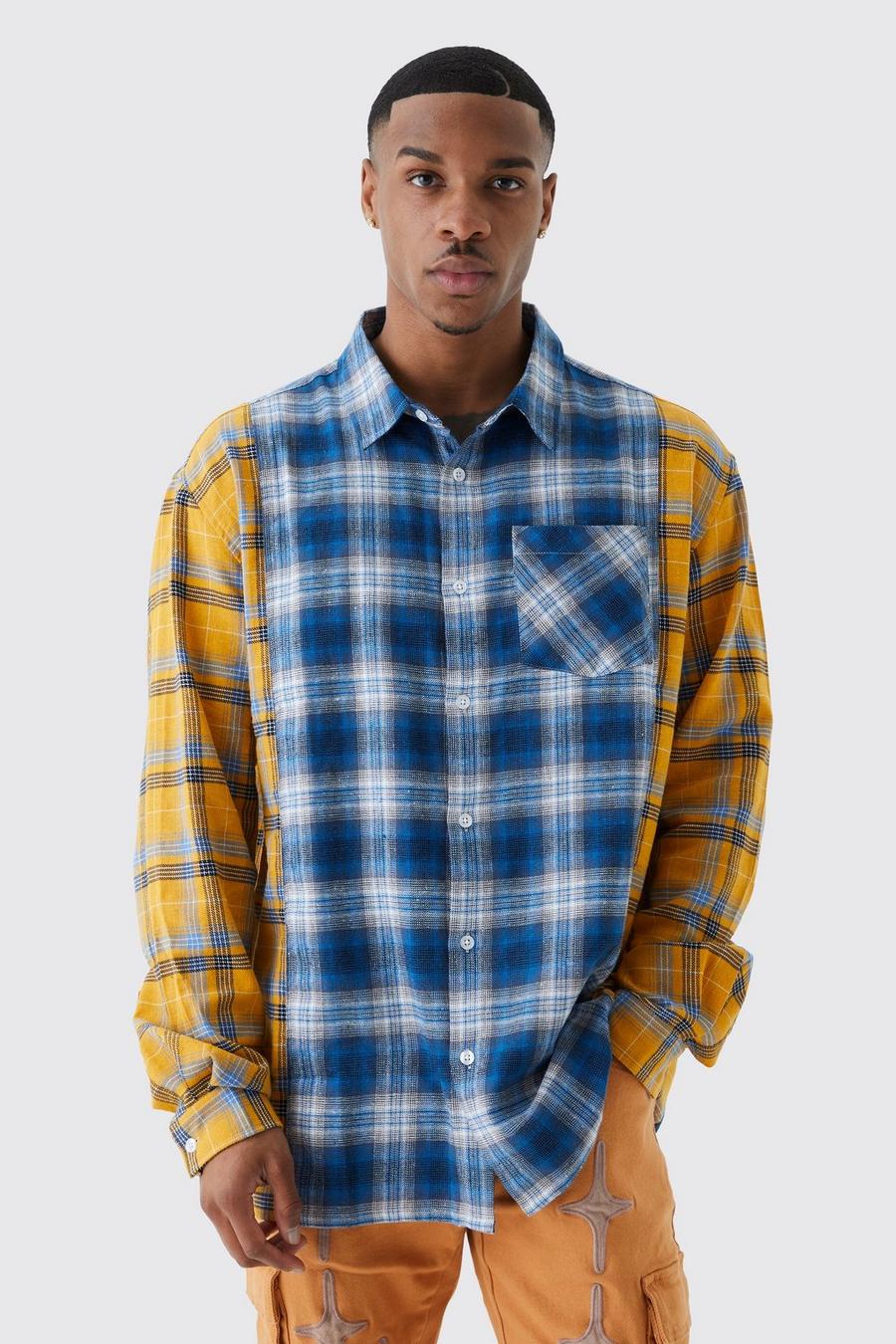 Chemise oversize bicolore à carreaux, Multi