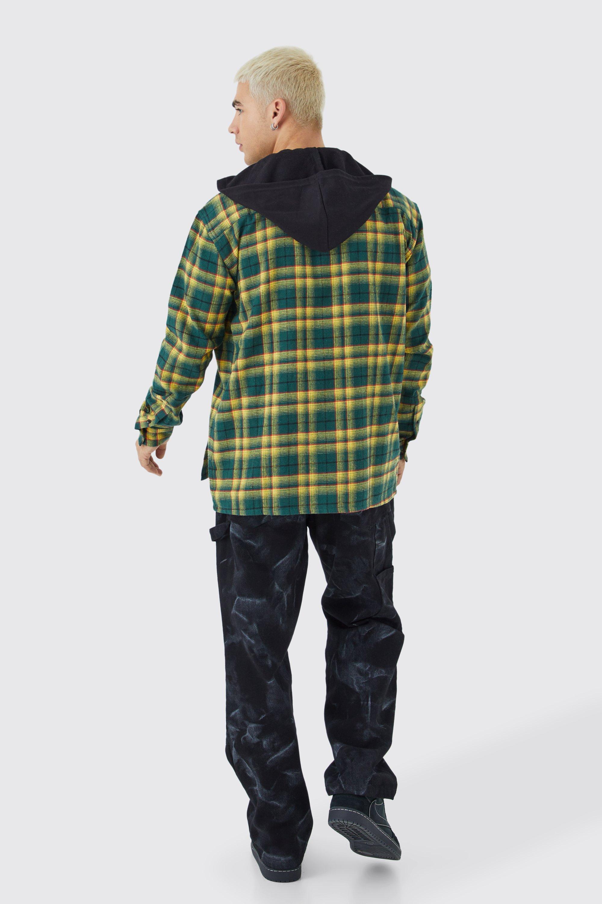 Oversized Jersey Hood Check Shirt