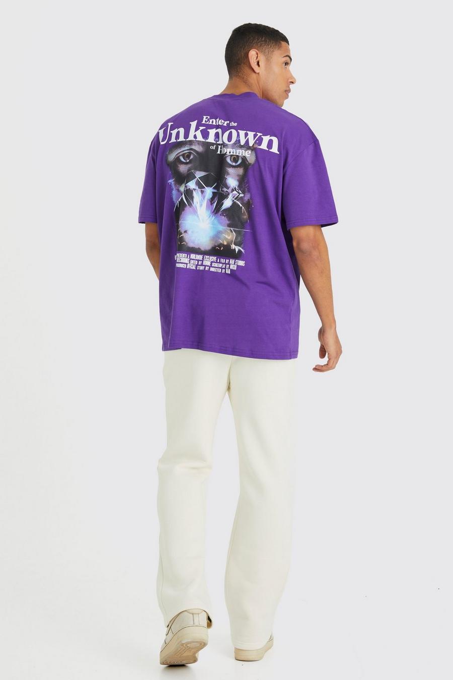 Conjunto oversize de pantalón deportivo y camiseta con estampado gráfico Unknown, Ecru image number 1