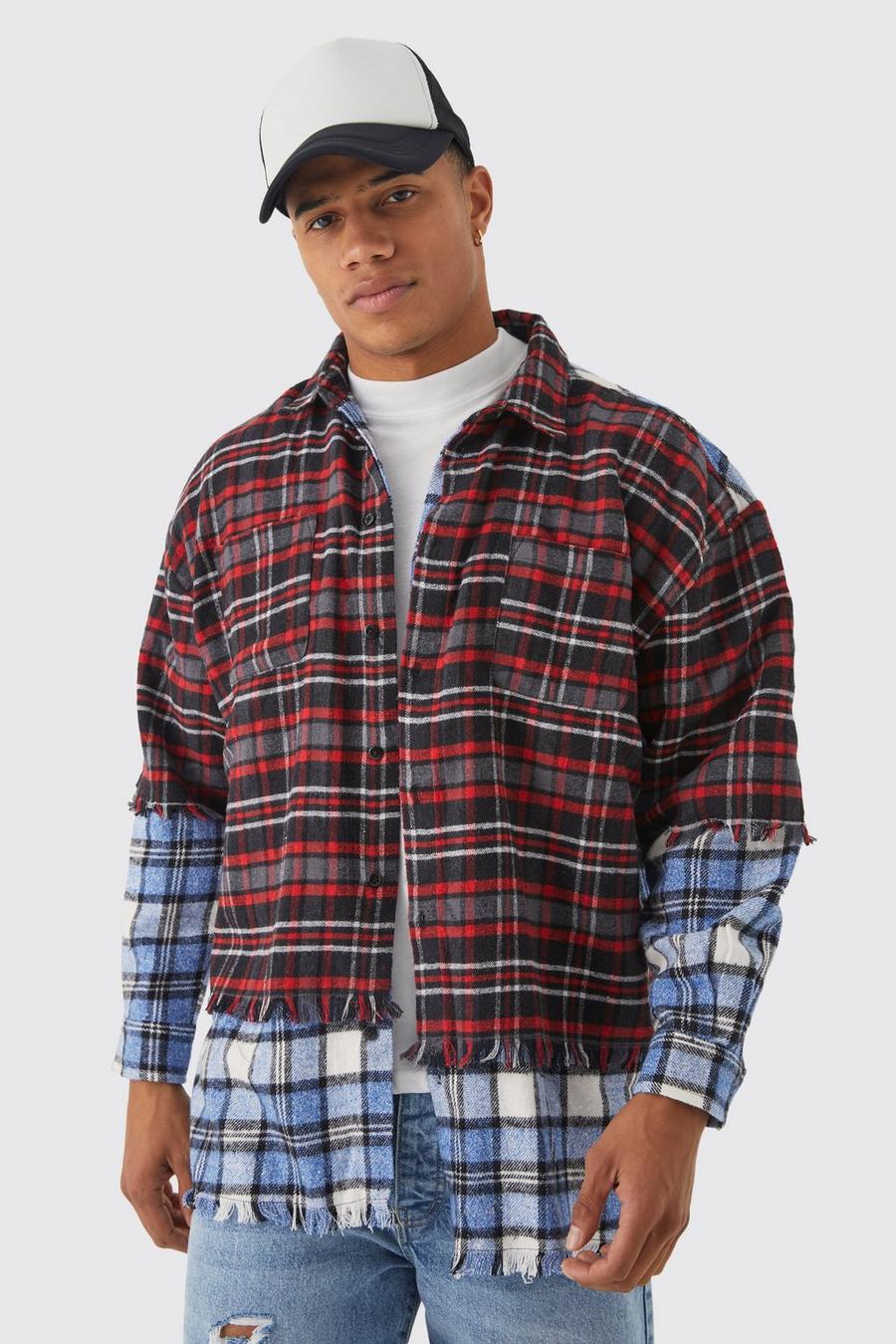 Multi Oversized Faux Layered Check Shirt