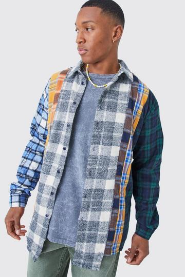 Oversized Asymmetric Multi Flannel Shirt multi