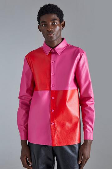 Pink Pu Checkerboard Shirt