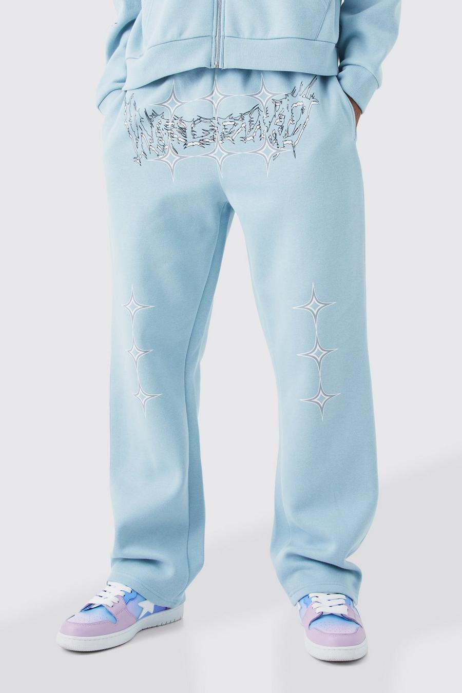 Pantalón deportivo holgado con estampado grunge Homme, Blue