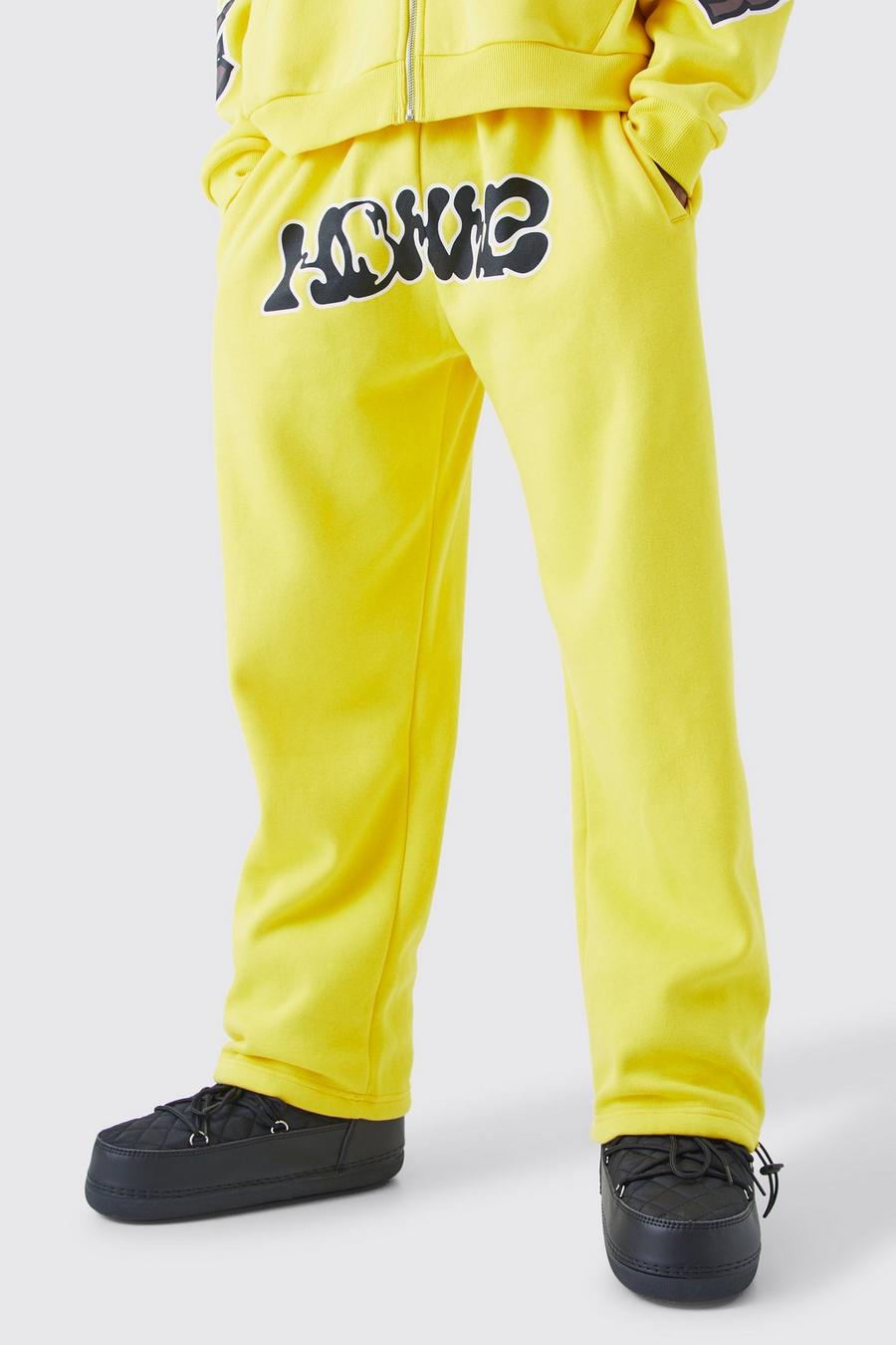 Pantalón deportivo oversize con etiqueta Homme, Yellow image number 1