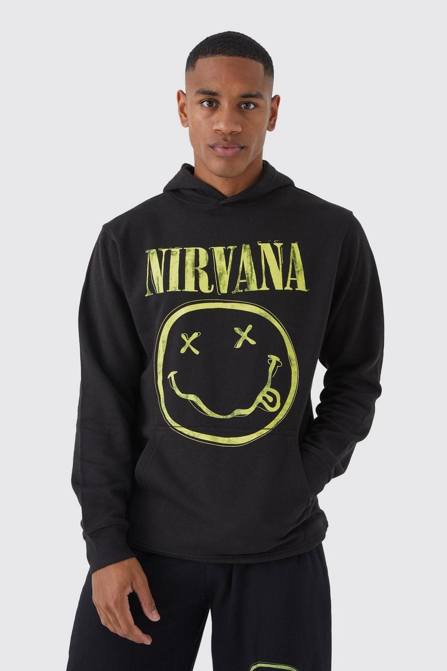 Sudadera con capucha y estampado de Nirvana, Black negro