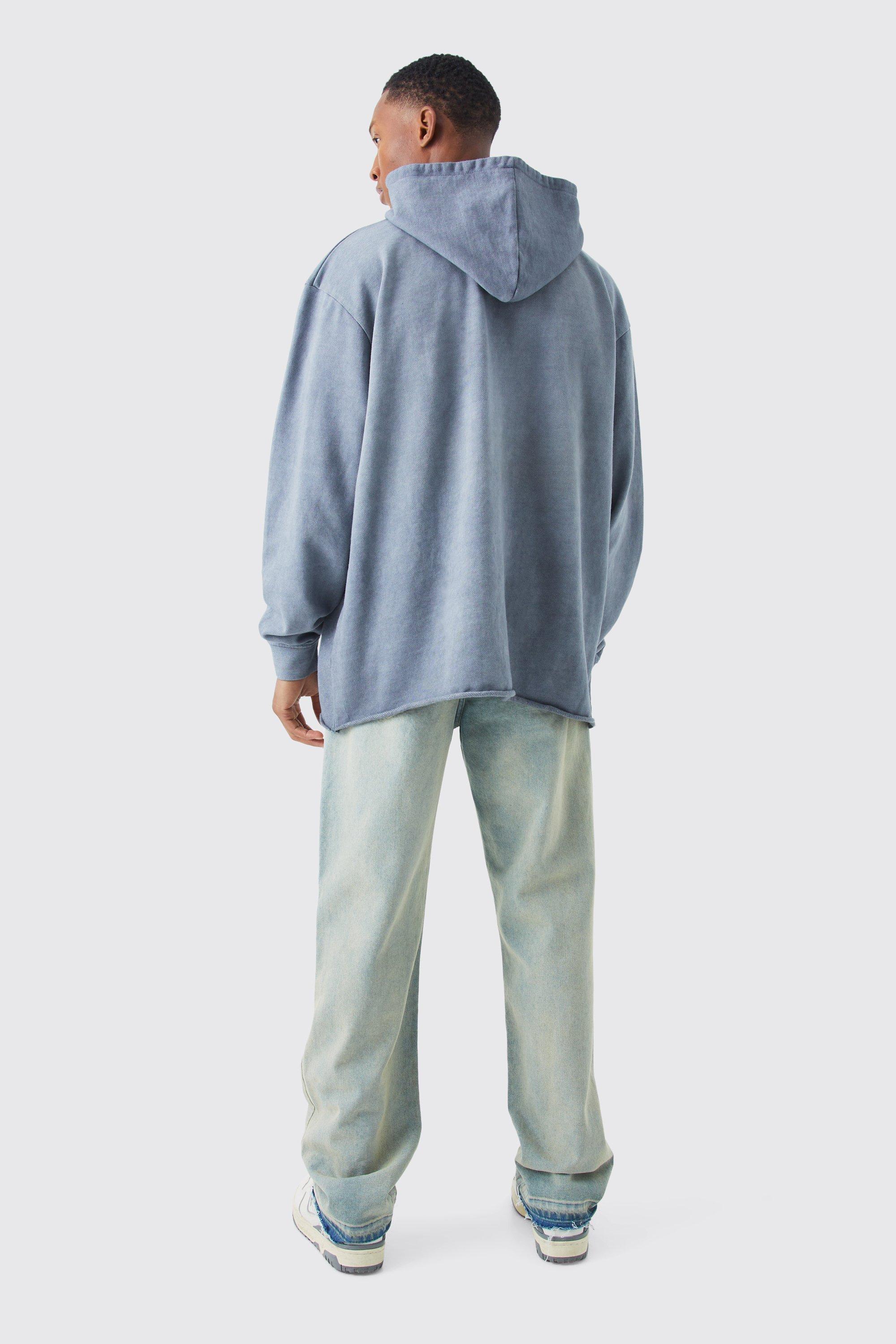 Oversized Washed Limited Raw Hem Hoodie