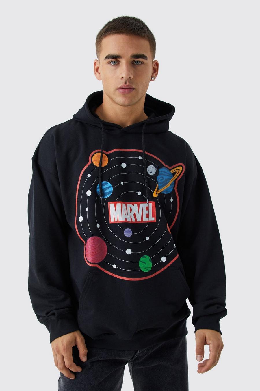 Black Marvel Oversize hoodie med tryck image number 1