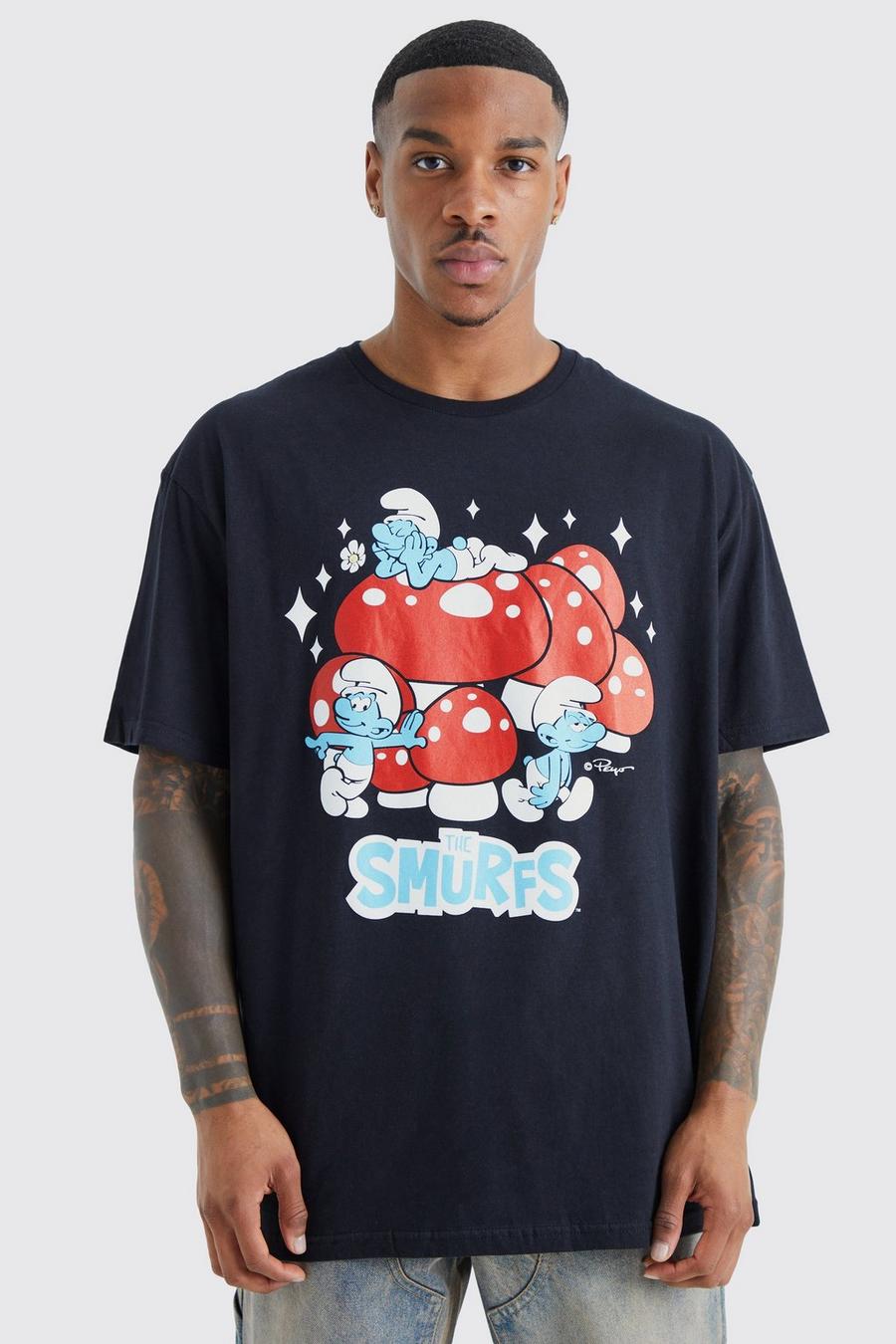 Black Oversized Smurf License T-shirt image number 1