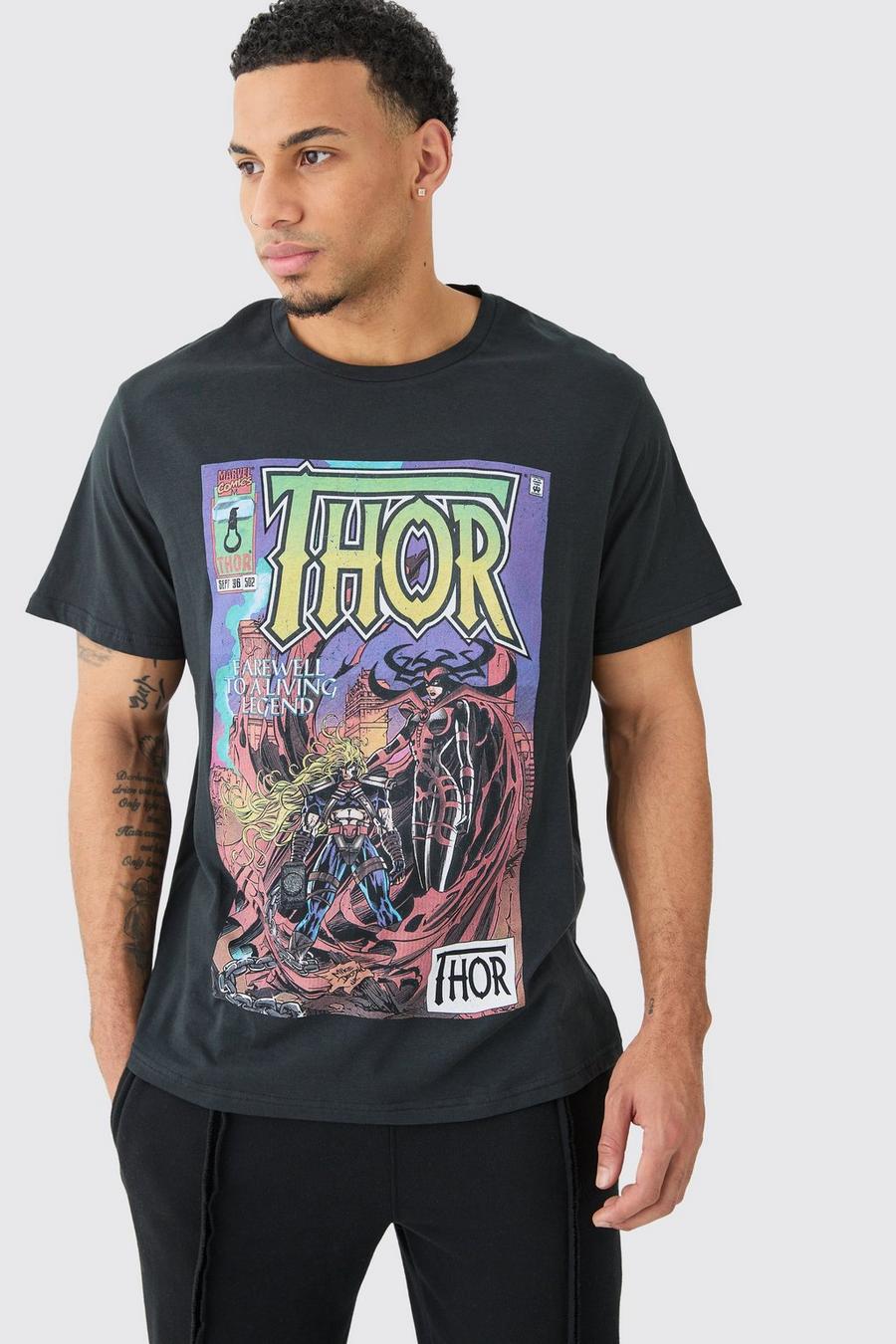 Black Oversized Thor Comic License T-shirt