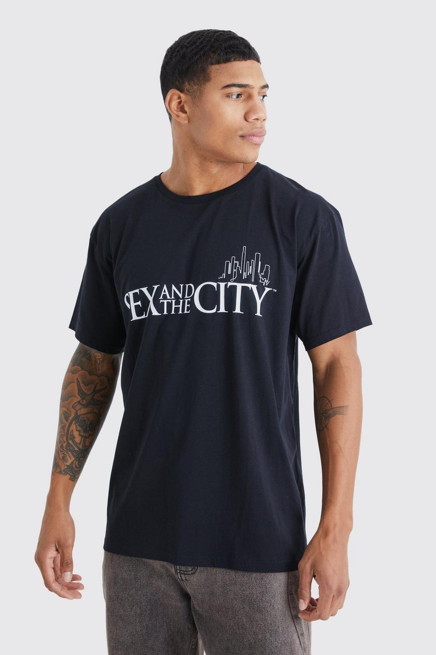 Oversize T-Shirt mit lizenziertem Sex and the City Print, Black