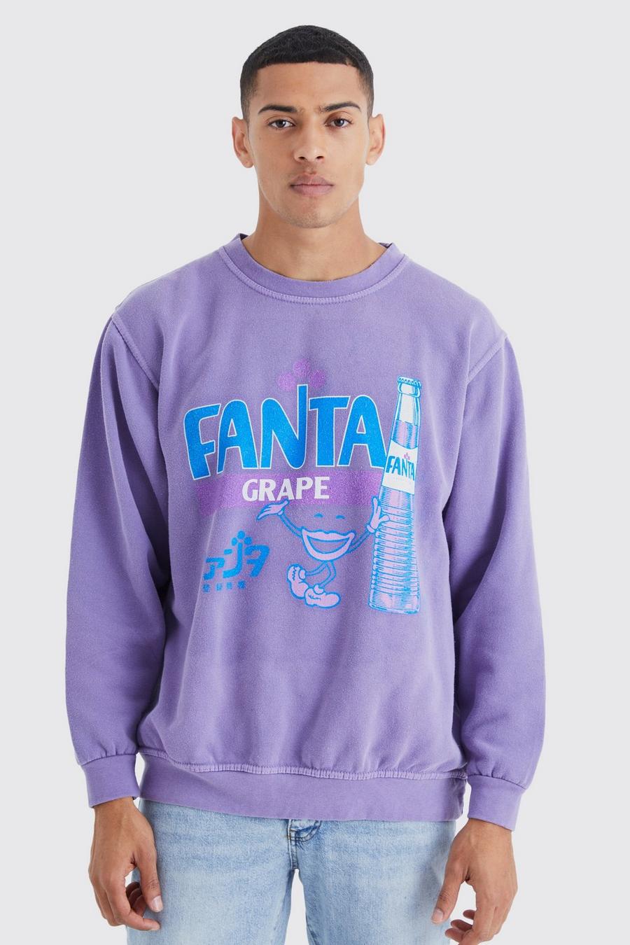 Felpa oversize ufficiale in lavaggio Uva Fanta, Purple image number 1