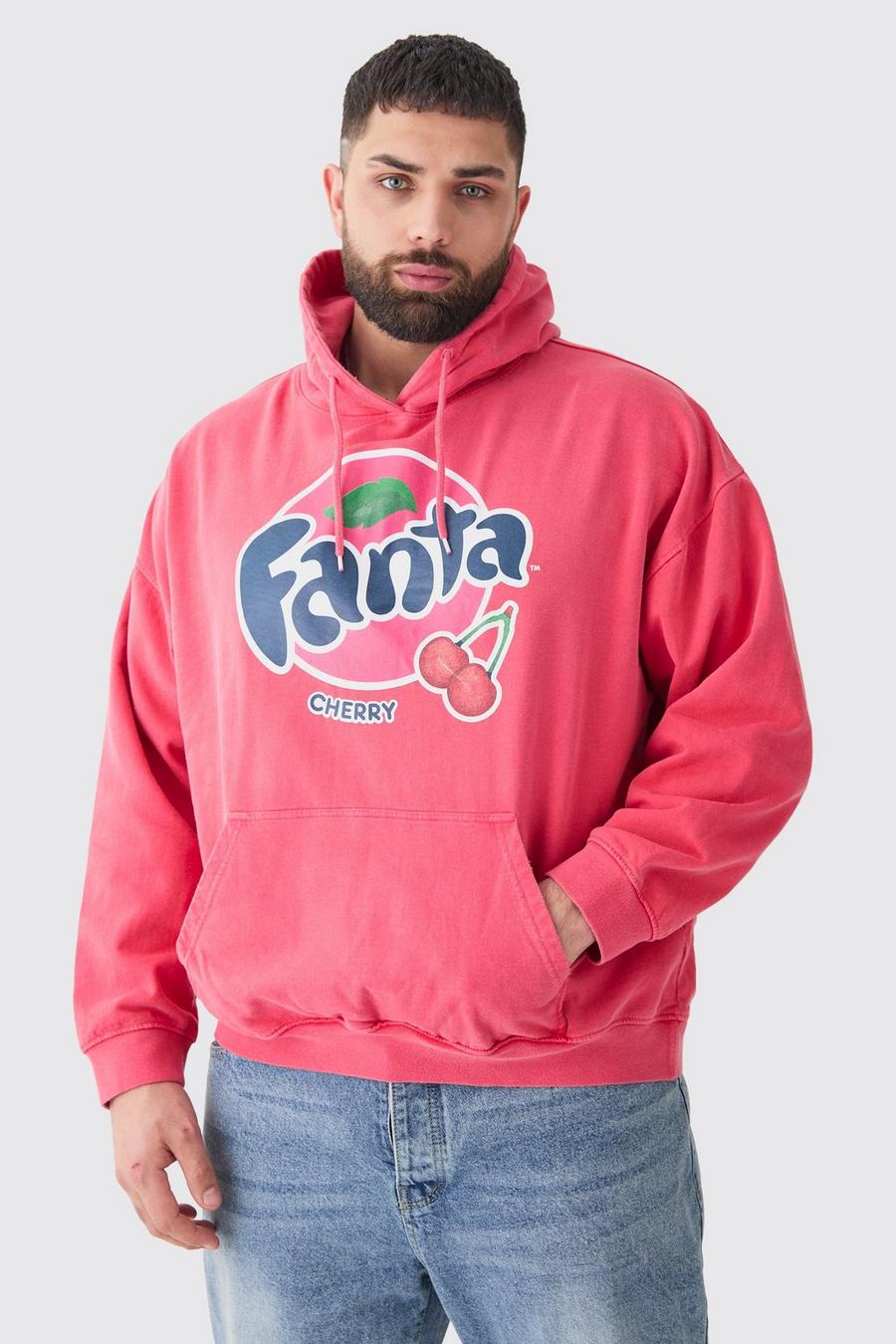 Felpa Plus Size ufficiale in lavaggio ciliegia Fanta con cappuccio, Red image number 1