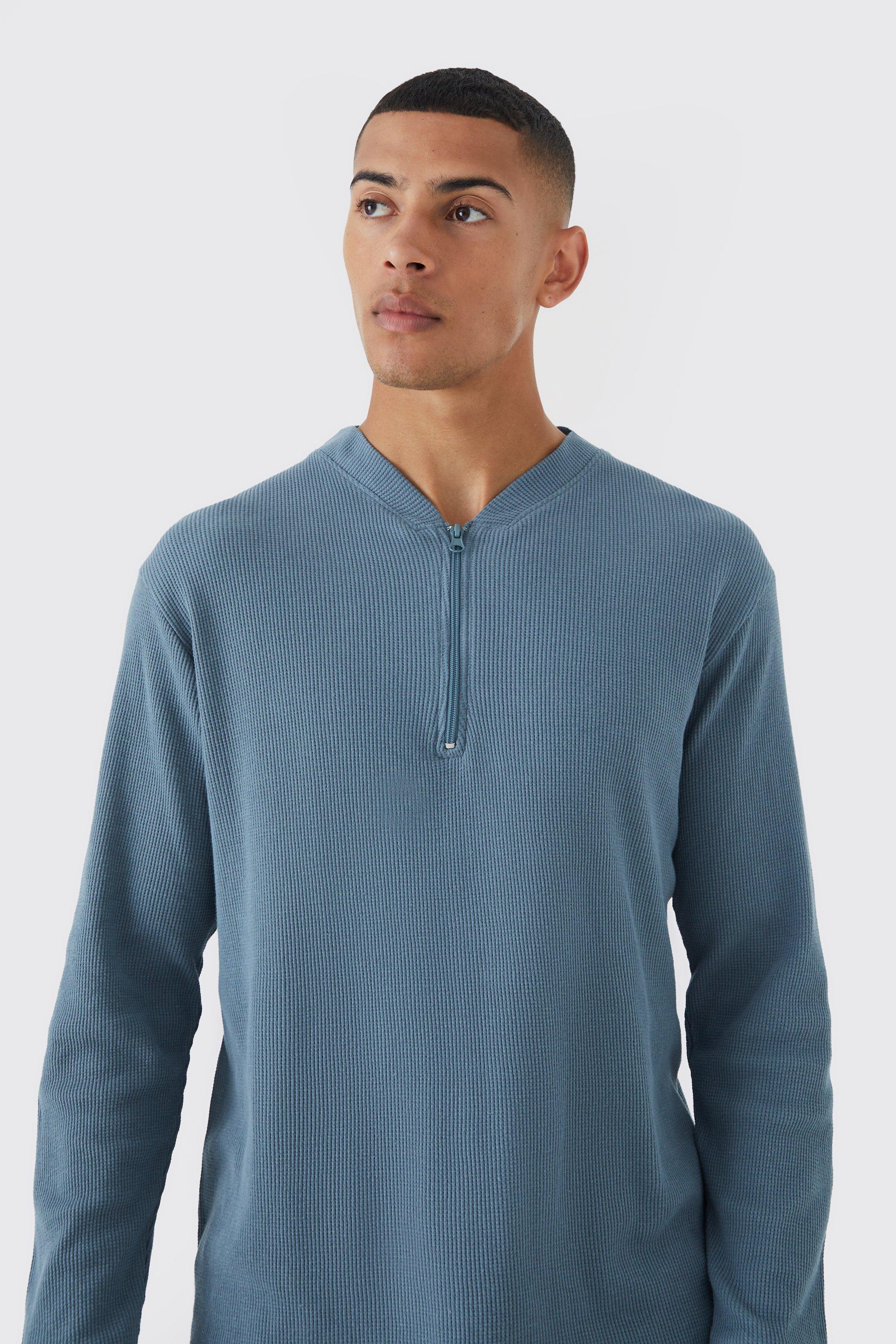 slim fit waffle henley