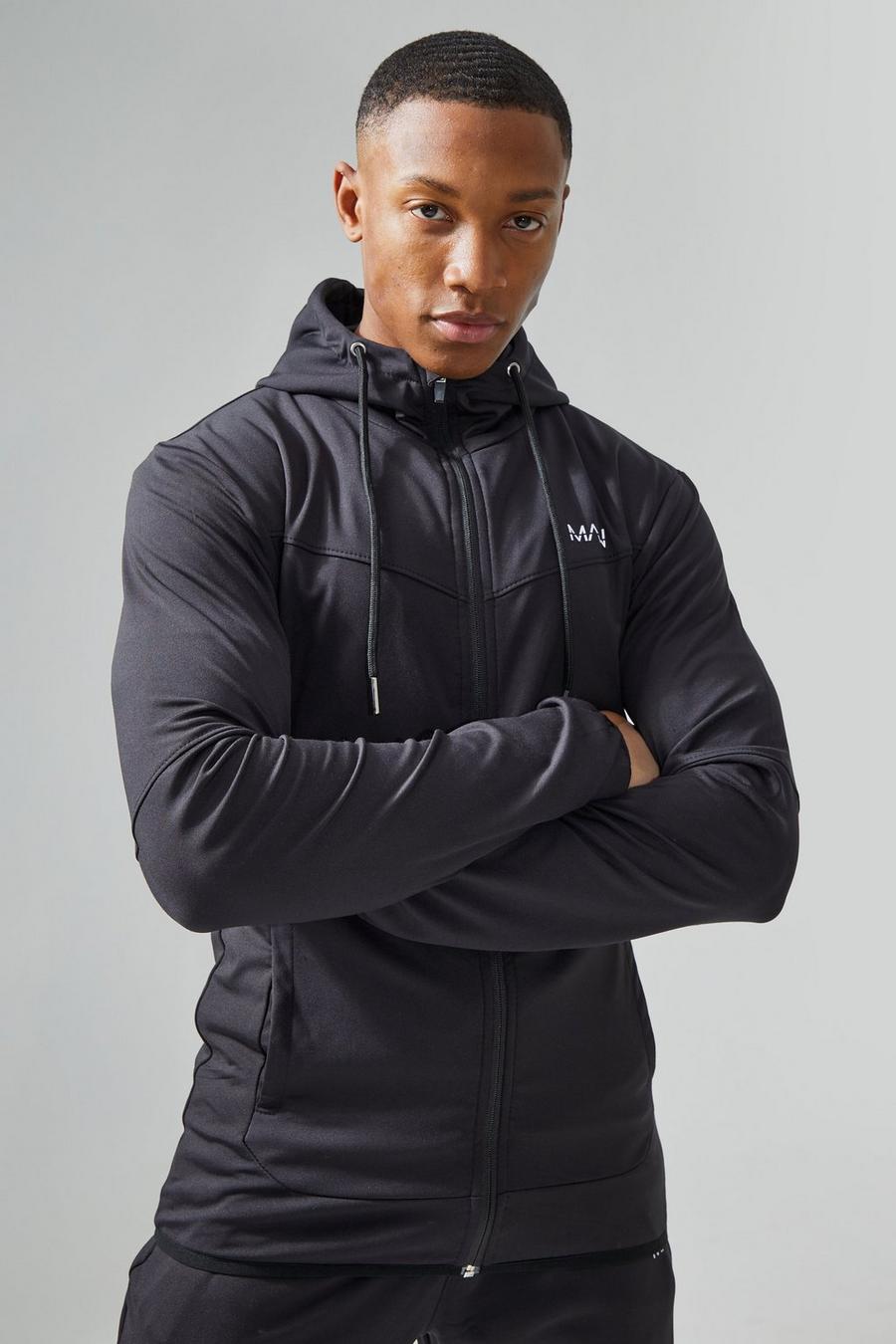 Sweat à capuche de sport zippé - MAN Active, Black image number 1