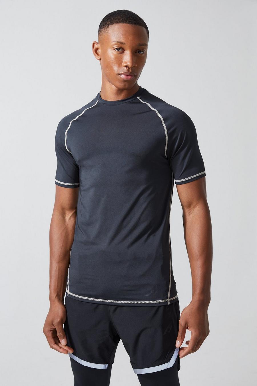 Black Active Muscle fit t-shirt med raglanärm image number 1