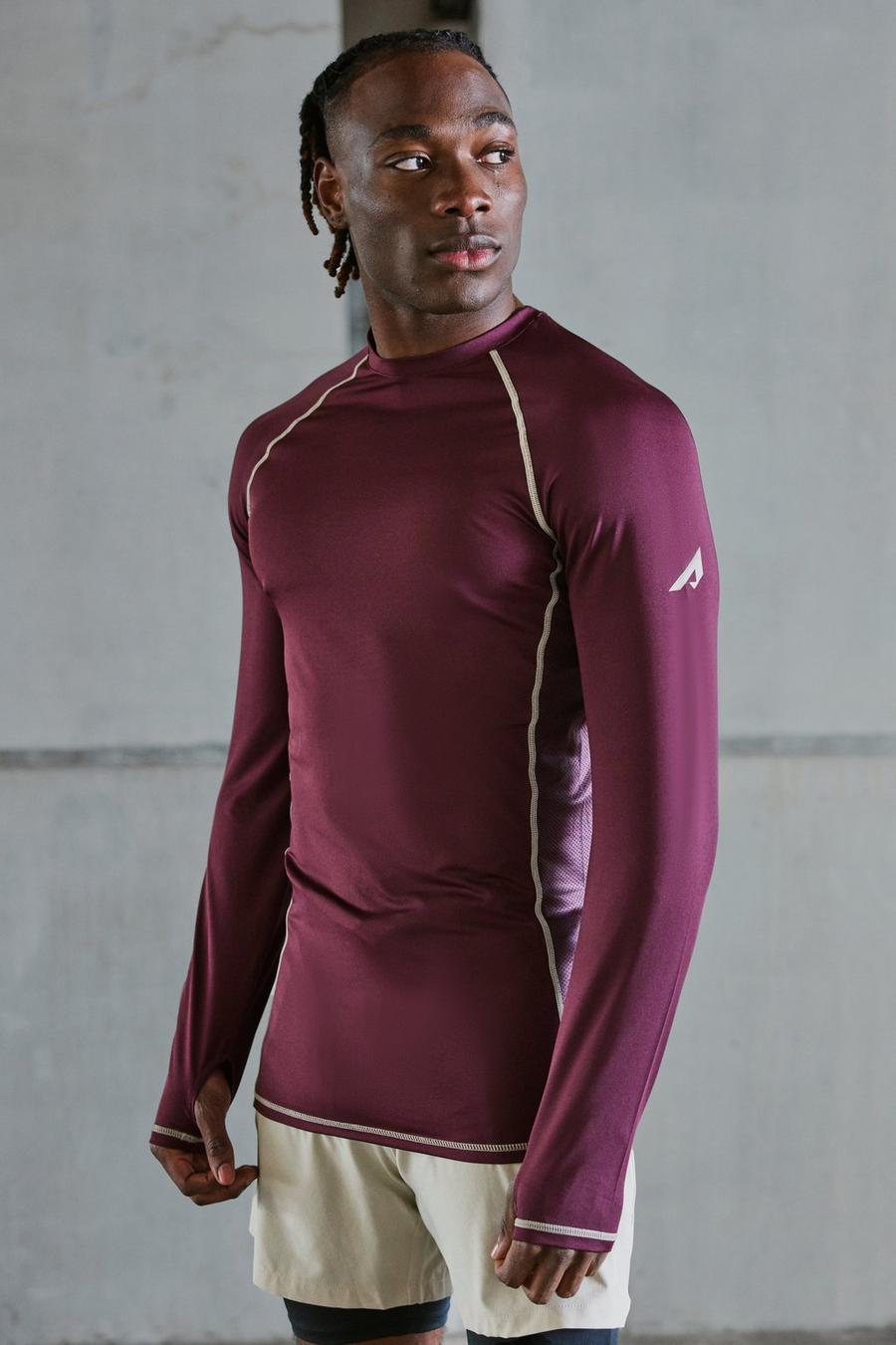 Berry red Active Matte High Neck Compression Baselayer