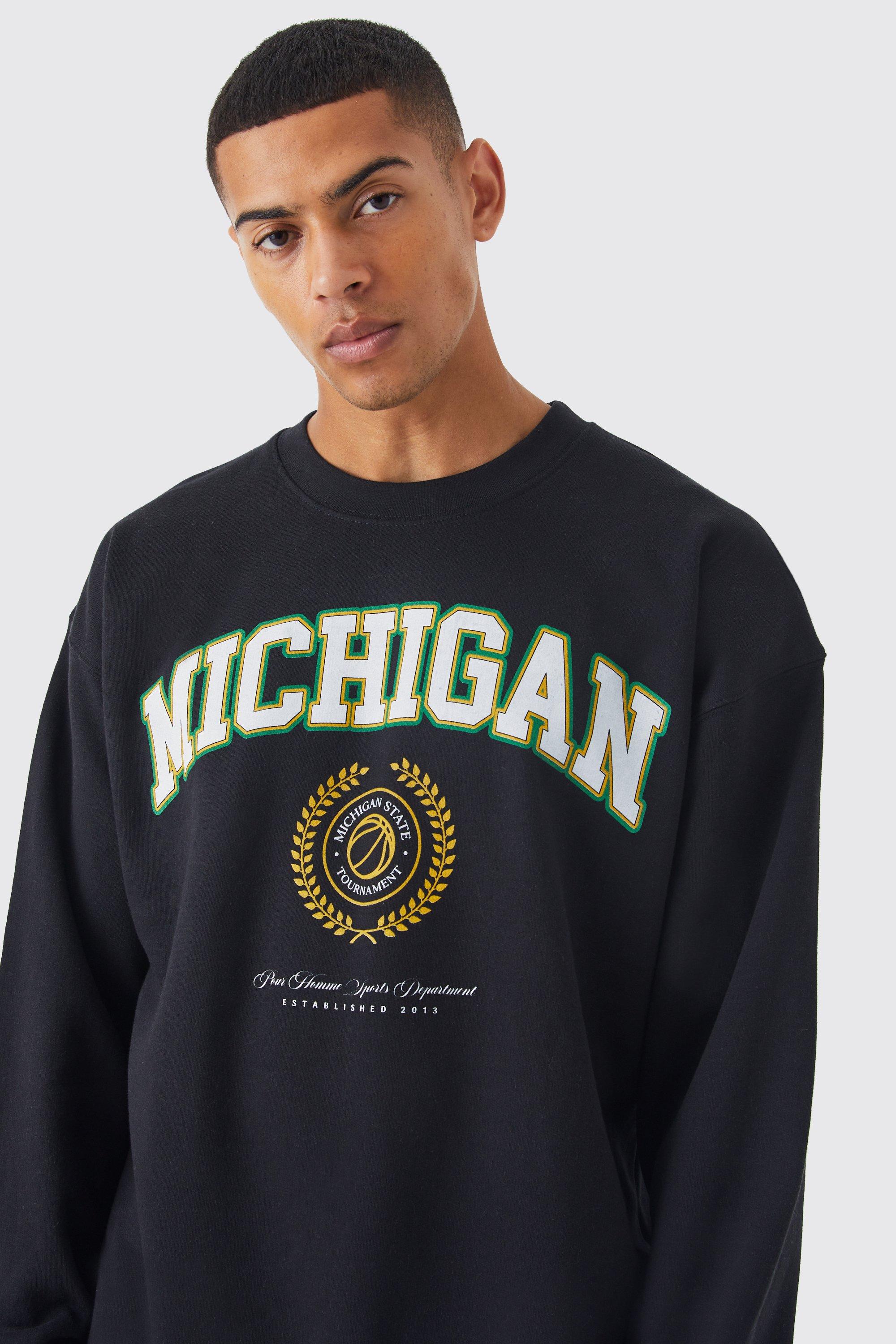 Oversized Michigan Print Sweatshirt boohoo