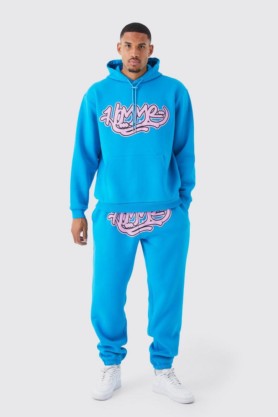 Aqua Tall Homme Mjukisset med oversize hoodie image number 1