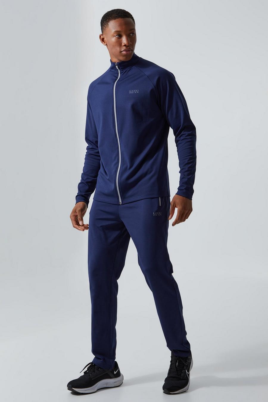 Navy Man Active Funnel Neck Tracktop Tracksuit
